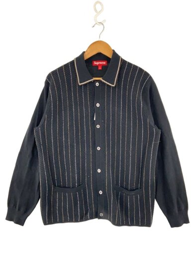 商品画像：25SS/Herringbone Cardigan/カーディガン(薄手)/M/ウール/BLK/ストライプ// 1