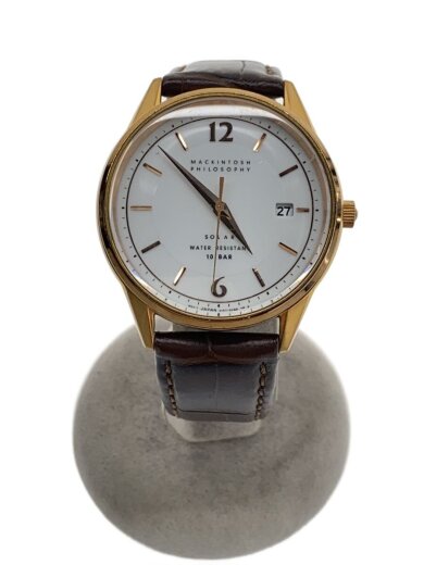 商品画像：ソーラー腕時計/アナログ/レザー/WHT/BRW 1