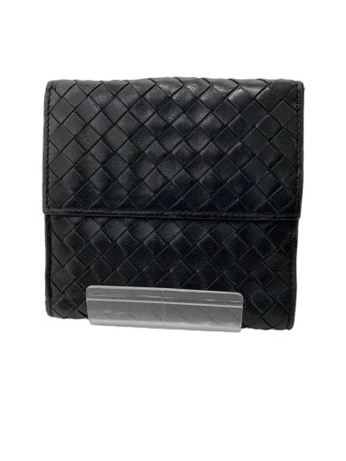 商品画像：2つ折り財布/レザー/BLK/無地/レディース 1