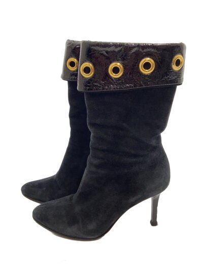 商品画像：ヒールキズ有/ショートブーツ/34.5/BLK/スウェード 1