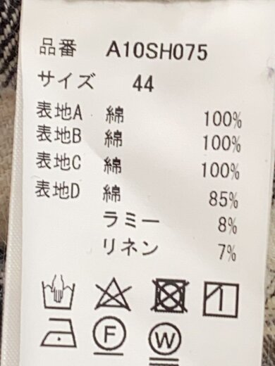 商品画像：4-CUTS H/S CHECK SHIRT/半袖シャツ/44/コットン/BLK/A10SH075 4