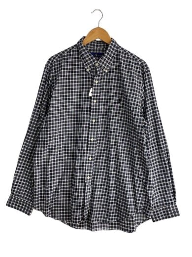商品画像：同色ポニー/ボタンダウン/長袖シャツ/XL/コットン/BLK/チェック// 1