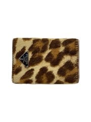 三角ロゴプレート/キーケース/ハラコ/BRW/レオパード/レディース