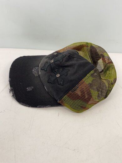 商品画像：Camouflage Cross Leather Patch Mesh Cap/メッシュキャップ/BLK/カモフラ 2