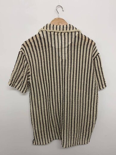 商品画像：SHEER STRIPE KNIT SHIRTS/半袖シャツ/M/ポリエステル/CRM/ストライプ 2