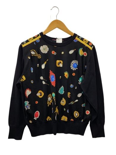 商品画像：宝石柄ニット・セーター(薄手)/M/ウール/BLK 1