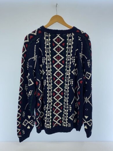 商品画像：ニット・セーター(厚手)/XL/コットン/NVY/総柄 2