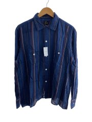 オープンカラーストライプシャツ/M/コットン/NVY/ストライプ/FK187