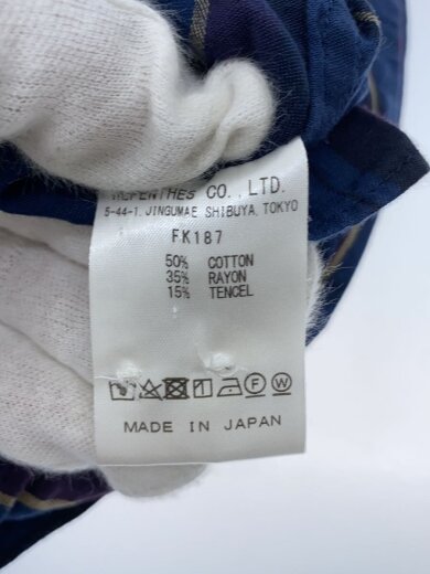 画像：Needlesオープンカラーストライプシャツ/M/コットン/NVY/ストライプ/FK187//4