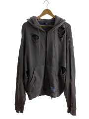 薄いシミ/24SS/PIGMENT DAMAGE ZIP HOODIE/L/コットン/GRY/UNS24046