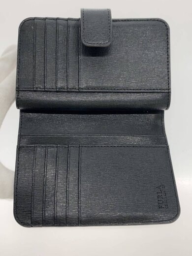 商品画像：2つ折り財布/レザー/BLK/無地/レディース// 4