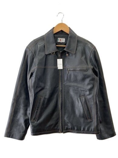 商品画像：レザージャケット/袖擦れ有/--/--/BLK/無地 1