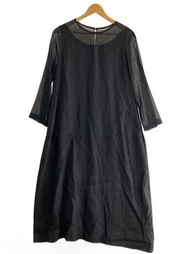 商品画像：CAHOOTS/糸ホツレ汚れ有/シルク混長袖ワンピース/--/リネン/BLK/L0-19E044// 1