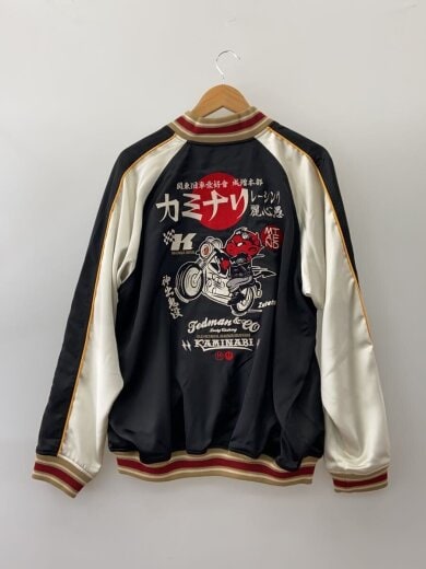 商品画像：カミナリモーターズ/コラボ/刺繍入りリバーシブルサテン地スカジャン/L/ポリエステル/BLK 2