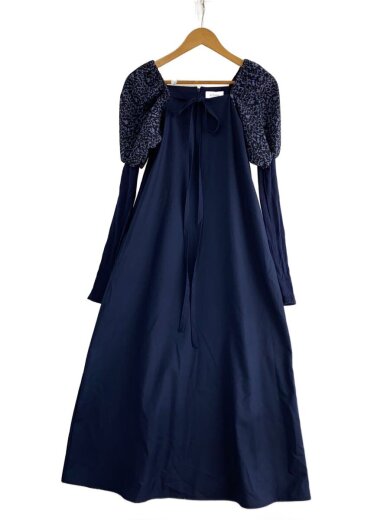 商品画像：SAHARA/Peony Bud Sleeve JQ Dress/長袖ワンピース/--/ポリエステル/NVY// 1