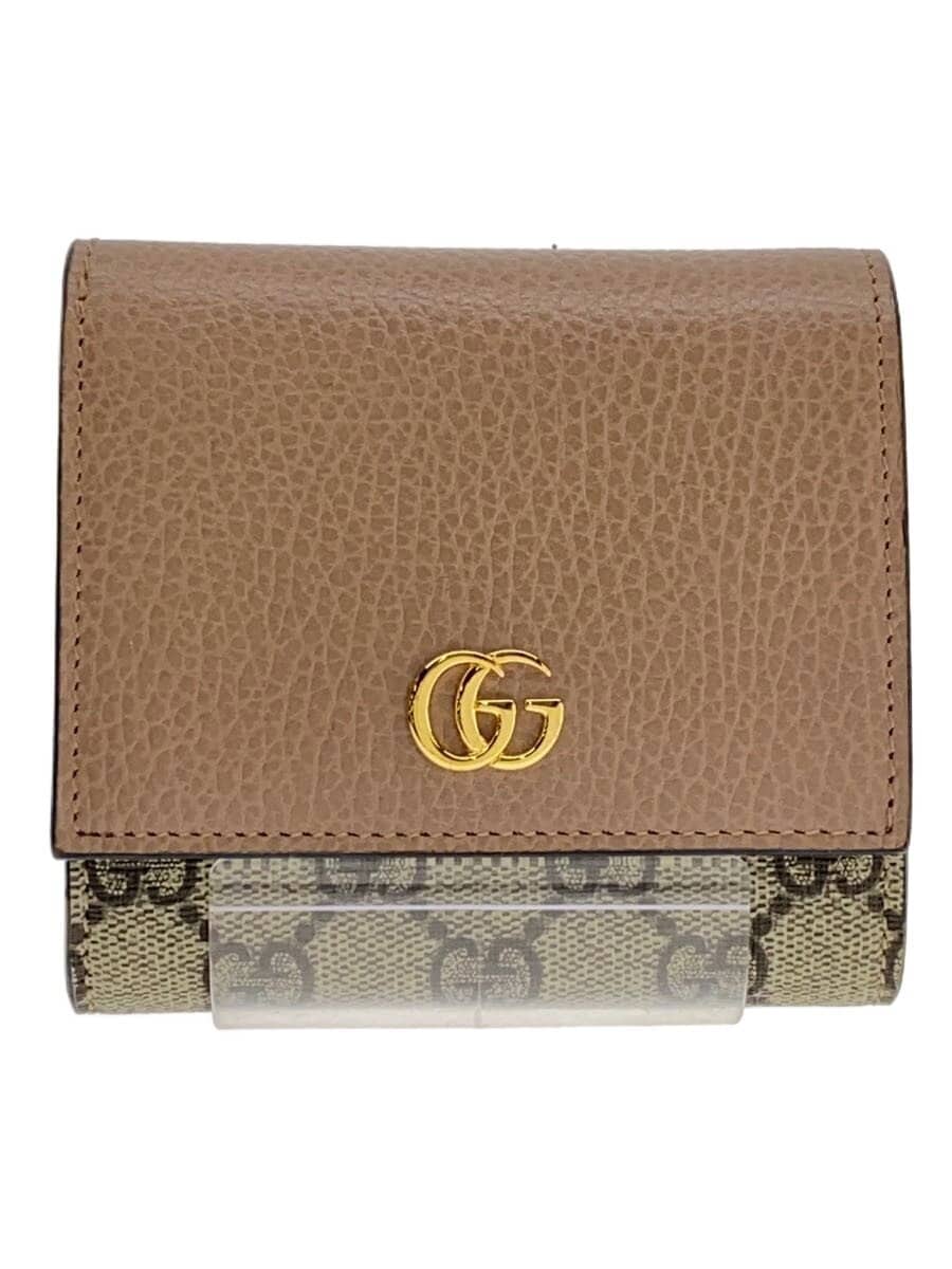 GUCCI / バイカラー ミディアム ウォレット_ダブルG/--/キャメル/総柄/レディース