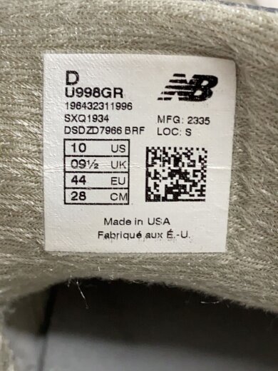 商品画像：ローカットスニーカー/28cm/GRY/U998GR 5