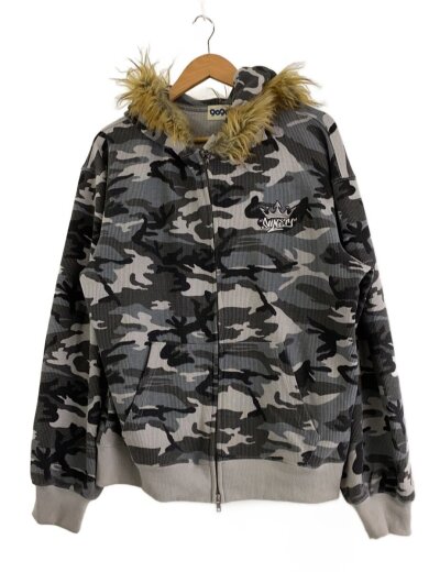 商品画像：ジップパーカー/XL/ポリエステル/GRY/カモフラ 1