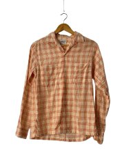 60s/開襟/長袖シャツ/14.5/コットン/ピンク/チェック/Vintage