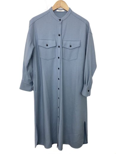 商品画像：シャツ長袖ワンピース/38/ウール/BLU/無地/102027-14-250-63-380 1