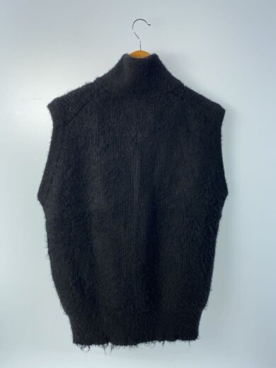 商品画像：24AW/畔ひょっとこ起毛 JIP VESTニットベスト(厚手)/1/アルパカ/BLK/無地 2