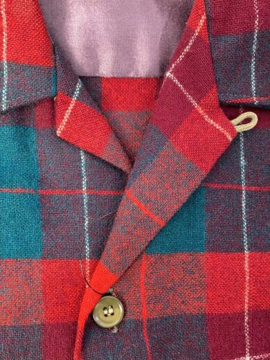 商品画像：WOOL O THE WEST/50-60s/開襟/ネルシャツ/M/ウール/RED/チェック 6