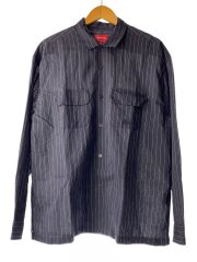 長袖シャツ/M/リネン/NVY/ストライプ/Pinstripe Linen Shirt