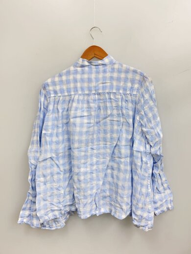 画像：RICORRROBE長袖シャツ/--/リネン/BLU/チェック2