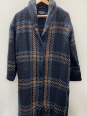 ロングカーディガン(厚手)/ショールカラー/ウール/マルチカラー/チェック