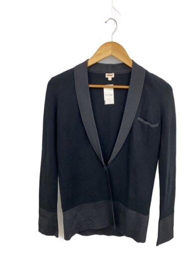 商品画像：カーディガン(薄手)/S/ウール/BLK/無地/シルク混/カシミヤ混 1