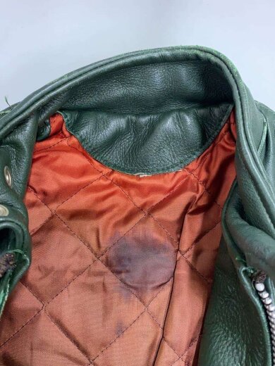 商品画像：70s～/JUST LEATHER/シングルライダースジャケット/--/レザー/GRN/無地 6