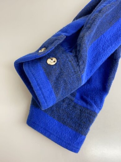 商品画像：80s～/usa製/ネルシャツ/L/コットン/BLU/ストライプ 4