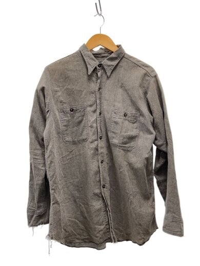 商品画像：50s～/ブラックシャンブレー/リペア有/長袖シャツ/--/コットン/GRY/無地 1