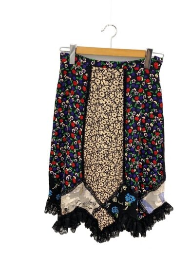 商品画像：スカート/4/レーヨン/BLK/花柄 1