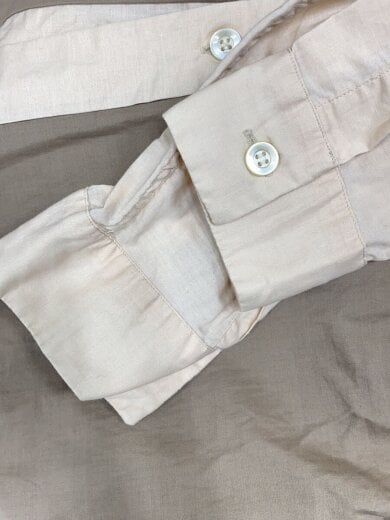 商品画像：60s/開襟/第4ボタン欠損/長袖シャツ/S/コットン/BEG/無地 4