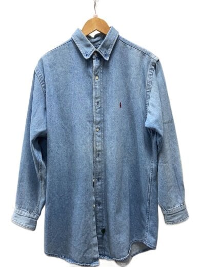 商品画像：90s/長袖シャツ/M/コットン/IDG/無地 1
