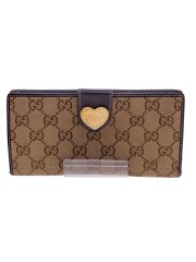 長財布_ハートプレート_GGクリスタル/キャンバス/BRW/レディース