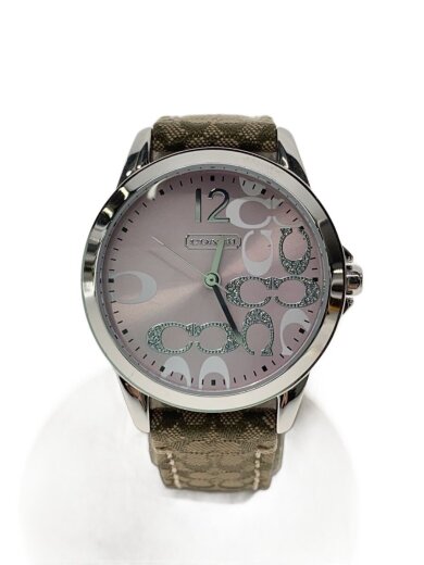 商品画像：腕時計/アナログ/レザー/PNK/KHK/電池切れ 1