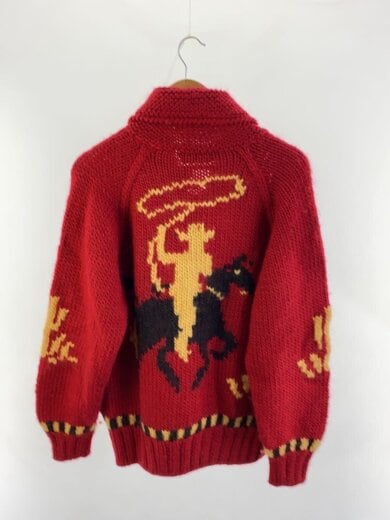 商品画像：カーディガン(厚手)/M/ウール/RED/総柄/カウチンジップカーディガン 2