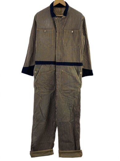 商品画像：オーバーオール/L/コットン/NVY/ストライプ/ヒッコリー/つなぎ/月桂樹ボタン 1