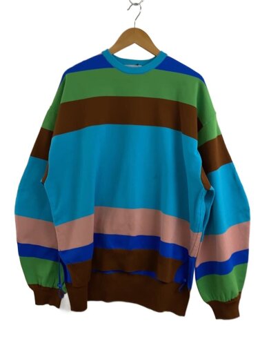 商品画像：ニット・セーター(薄手)/FREE/ポリエステル/BLU/ストライプ/530GSM70-0310 1