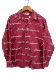 長袖シャツ/XL/コットン/RED/総柄/WHIP EMBLEM L/S SHIRT