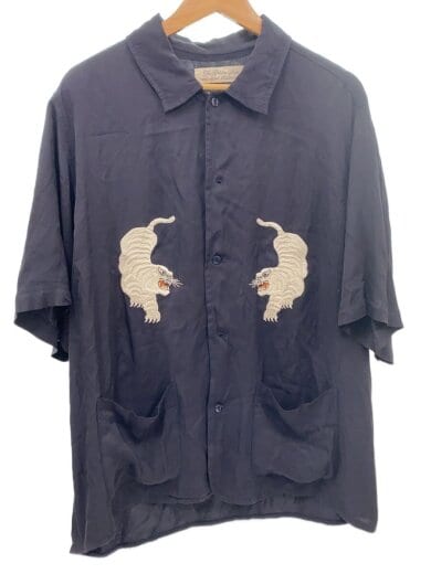 商品画像：半袖シャツ/L/レーヨン/NVY/スカ柄/虎/ 1