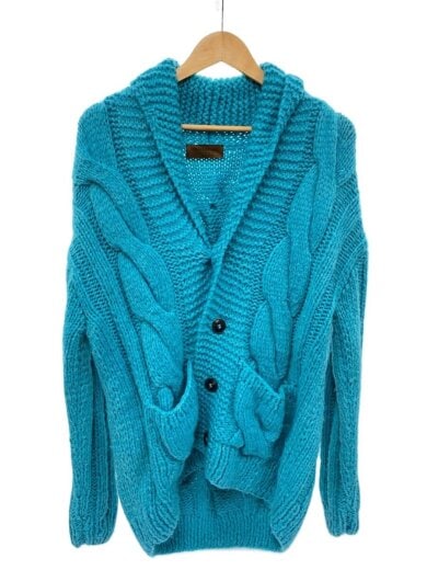 商品画像：カーディガン(厚手)/S/アルパカ/BLU/無地/61-02-04-02004/ベビーアルパカショー 1