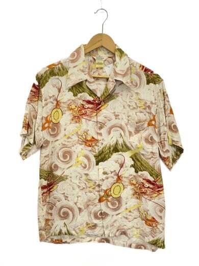 商品画像：アロハシャツ/M/シルク/IVO/和柄/龍 1