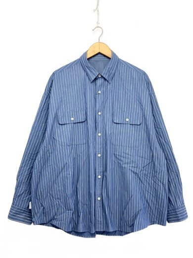 商品画像：長袖シャツ/--/コットン/BLU/ストライプ 1