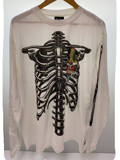 商品画像：長袖Tシャツ/L/コットン/WHT/プリント/155-44028// 1