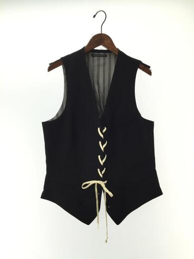 画像：yohji yamamoto POUR HOMMEベスト/2/--/BLK/無地/21SS/GABARDINE LACE VEST/HD-V05-1001