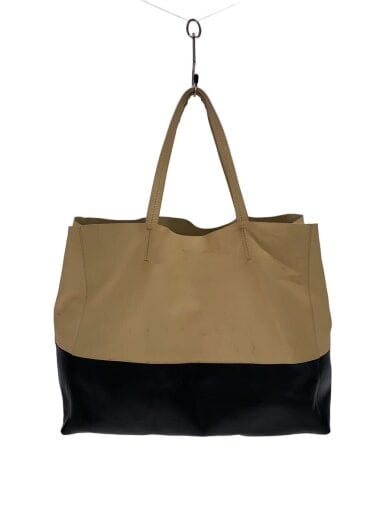 商品画像：ホリゾンタルカバ/トートバッグ/レザー/BEG 1