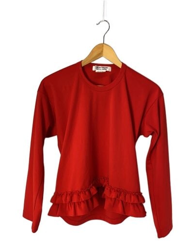 長袖Tシャツ/S/ポリエステル/RED/無地/RR-T020